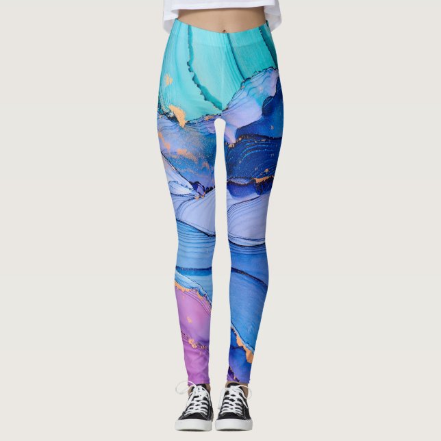 Leggings Textures fluides, art abstrait de luxe. (Devant)