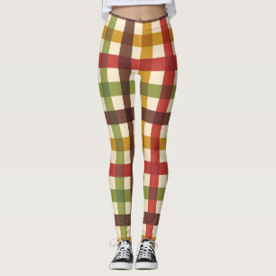 Leggings Thanksgiving Fall En vichy Plaid Tartan