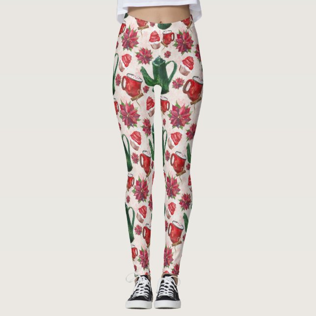 Leggings thé dansant de fêtes à l'aquarelle (Devant)