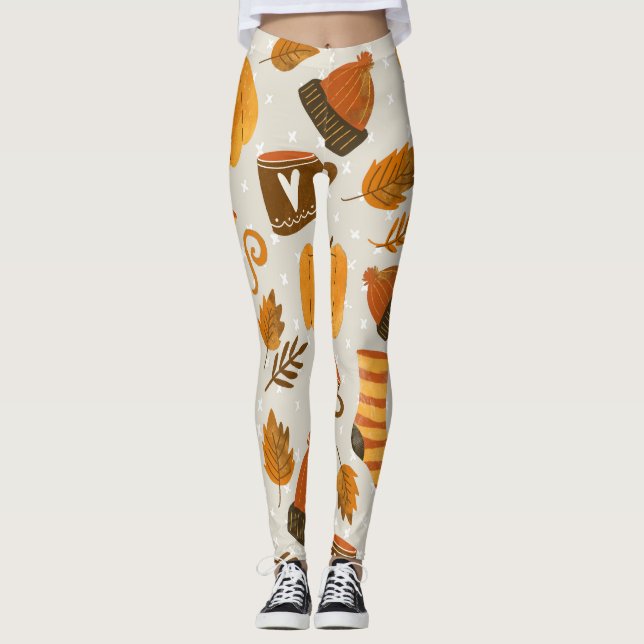 Leggings Thème d'automne Motif en mosaïque (Devant)