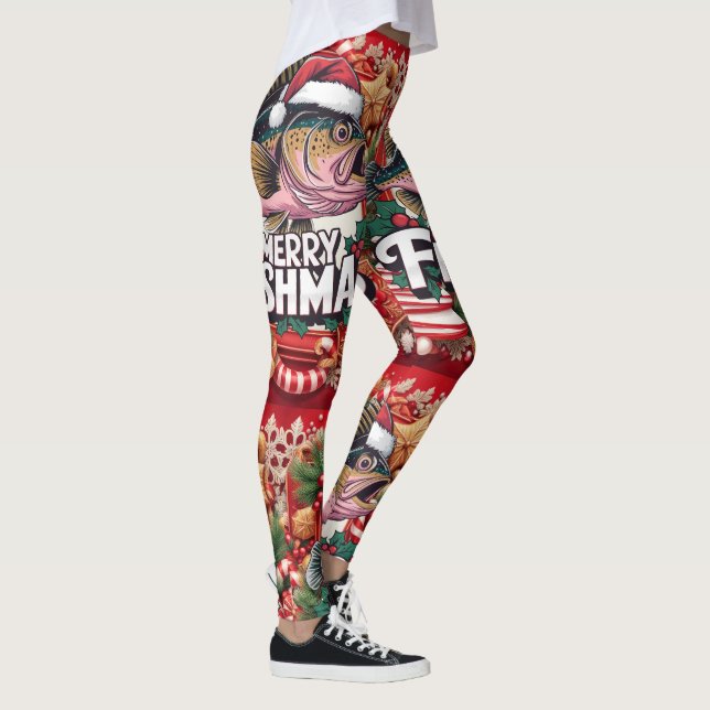 Leggings Thème de Noël de pêche (Droite)