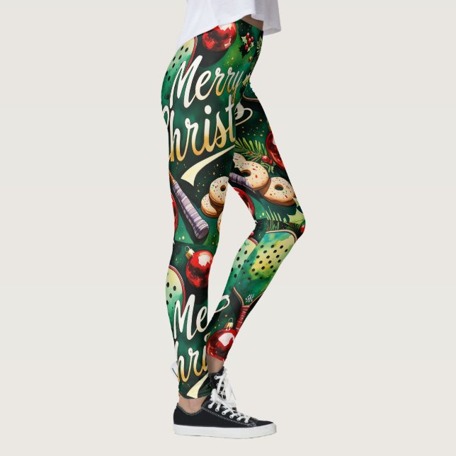 Leggings Thème de Noël de Pickleball (Droite)