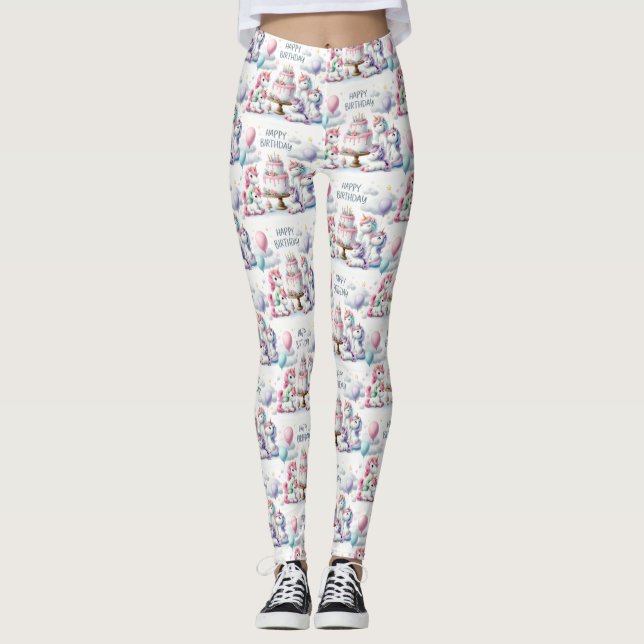 Leggings Thème Licorne Heureuse (Devant)