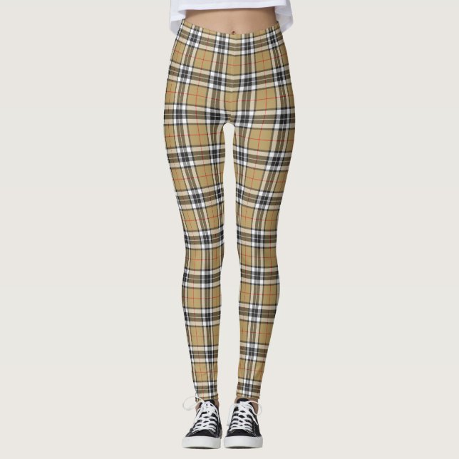 Leggings Thomson Camel Tartan Plaid Famille Motif plus peti (Devant)