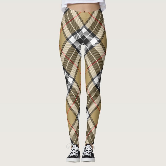 Leggings Thomson Camel Tartan Plaid Family Mode Motif (Devant)