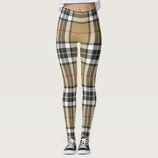 Leggings Thomson Camel Tartan Plaid Family Mode Motif (Devant)