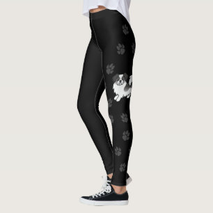 Leggings Tibétain Spaniel Parti-Couleur Noir Chien Mignon &
