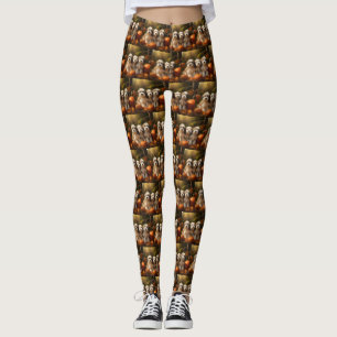 Leggings Tibétain Terrier Chiot Automne Citrouille délice