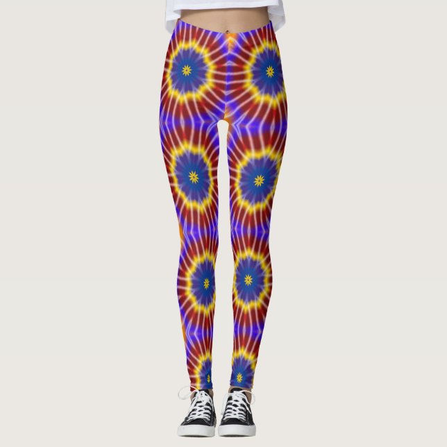 Leggings tie-dye kaléidoscope arc-en-ciel (Devant)