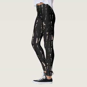 Leggings Tie Dye Noir Motif Abstrait Punk