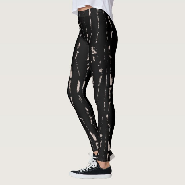 Leggings Tie Dye Noir Motif Abstrait Punk (Gauche)