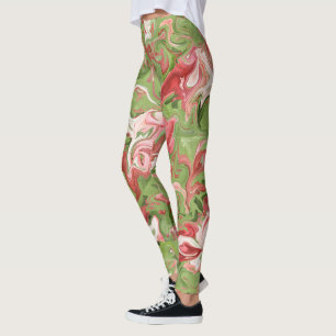 Leggings Tie Dye Rouge Vert Noël Design