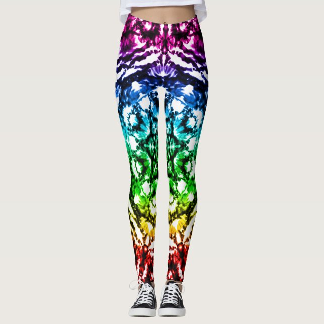 Leggings Tiedye Mandala Star Arc-en-ciel (Devant)