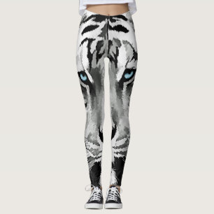 Leggings Tiger Noir et Blanc Bleu yeux