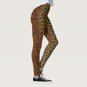 Leggings Tiger Stripes Poster de animal, ambre, noir et tan
