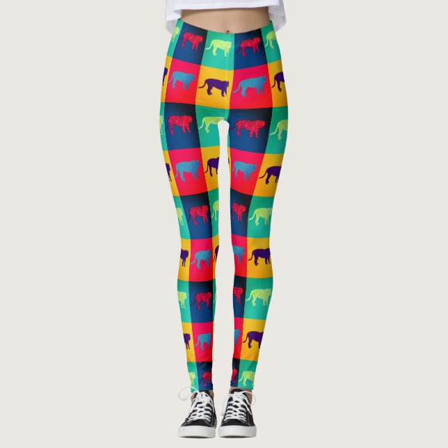 Leggings Tigers dans le style pop art (Devant)