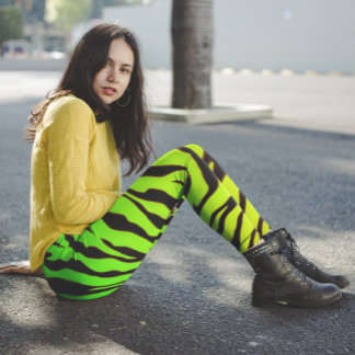 Leggings Tiges D'Animaux Vertes Et Noirs