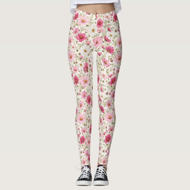 Leggings Tiges de fleurs de cosmos aérées (Devant)