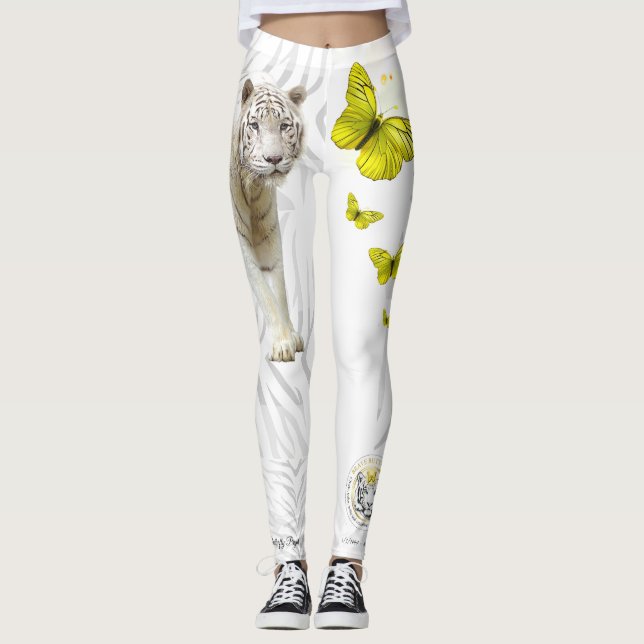 Leggings Tigre Blanc Papillon Jaune (Devant)