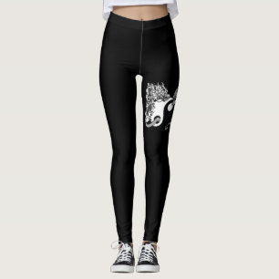 Leggings Tigre et dragon, Yin Yang, Noir moderne et blanc