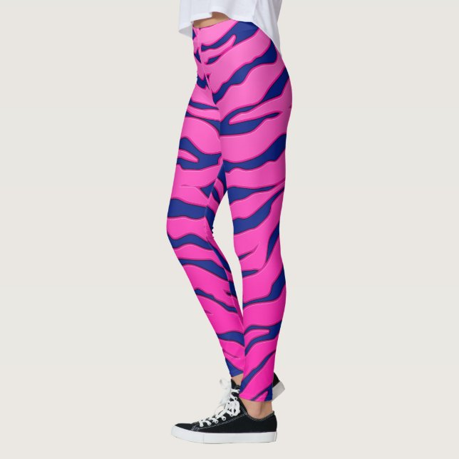 Leggings Tigres D'Animaux Roses Et Bleus (Gauche)
