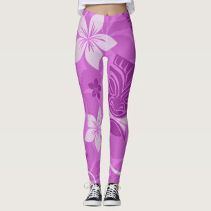 Leggings Tiki Hawaiian violet et rose