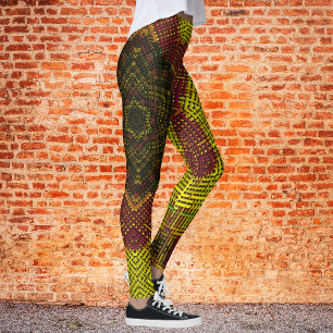 Leggings Tisser Mandala jaune et orange