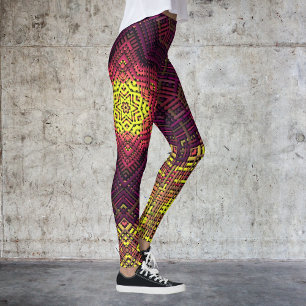 Leggings Tisser Mandala jaune rose et violet