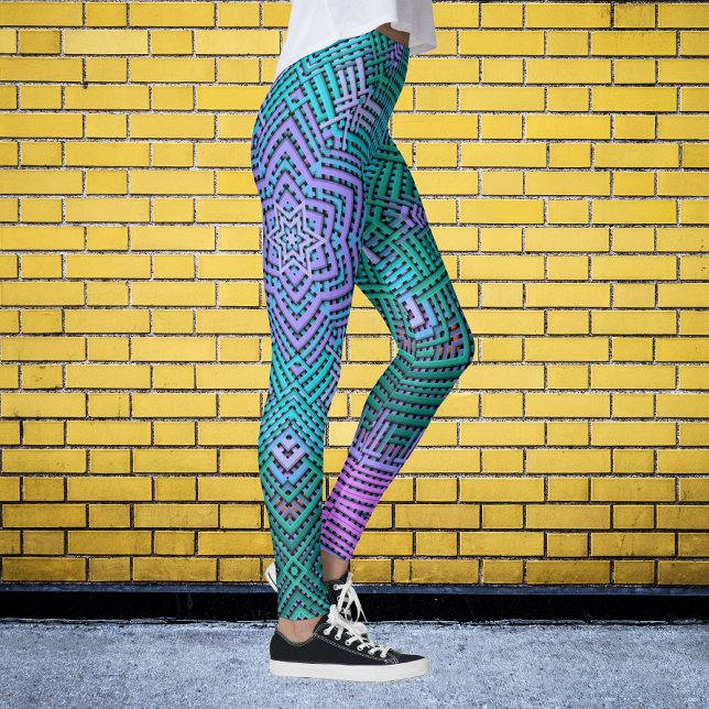 Leggings Tisser Mandala rose et bleu (Créateur téléchargé)
