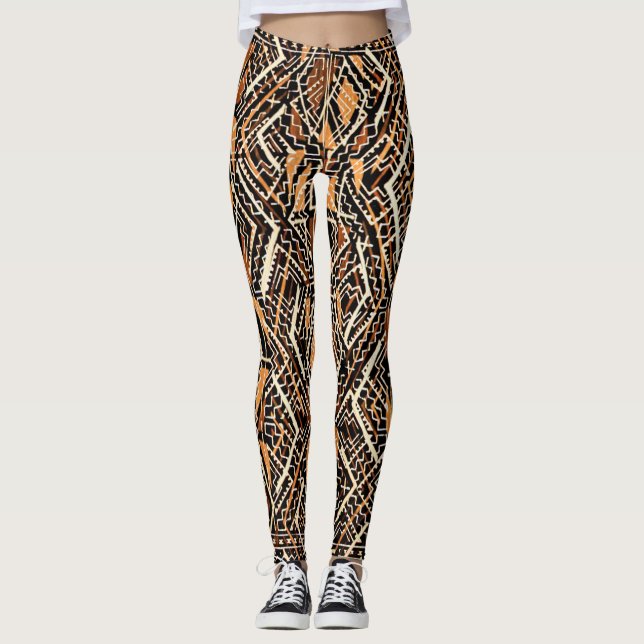 Leggings Tissu africain vibrant de boue (Devant)