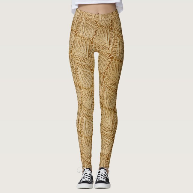 Leggings Tissu de dentelle élégant : motifs texturés. (Devant)