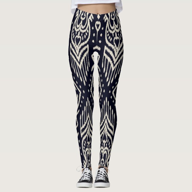 Leggings Tissu Ikat Brodé : Élégance Ethnique. (Devant)