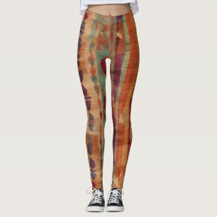 Leggings Tissu Ikat de tons terreux élégants et vibrants
