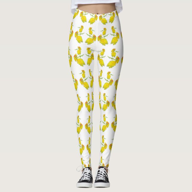 Leggings Tissu rose jaune. (Devant)