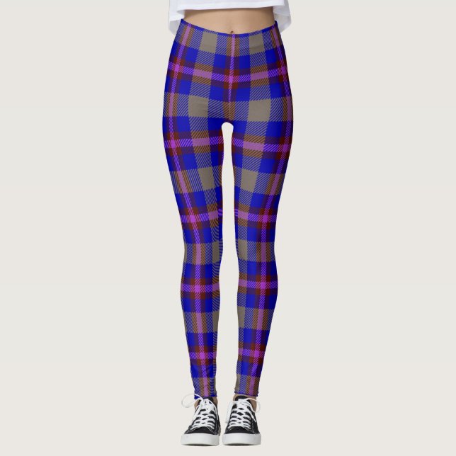 Leggings Tissu Tartan Rouge Et Bleu (Devant)