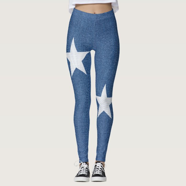 Leggings Tissu textile original bleu mode jean & étoile (Devant)