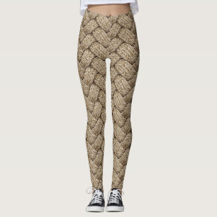 Leggings Tissu Tricoté Fil Tressé – Beige Chaud