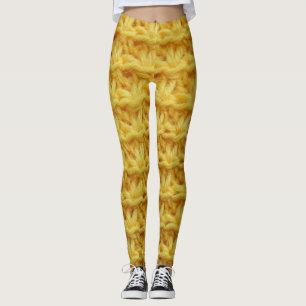 Leggings Tissu tricoté jaune : texture rayée.