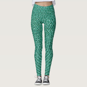 Leggings Tissu vert tressé artificiel.