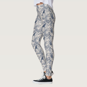 Leggings Toile bleue vintage Fleurie