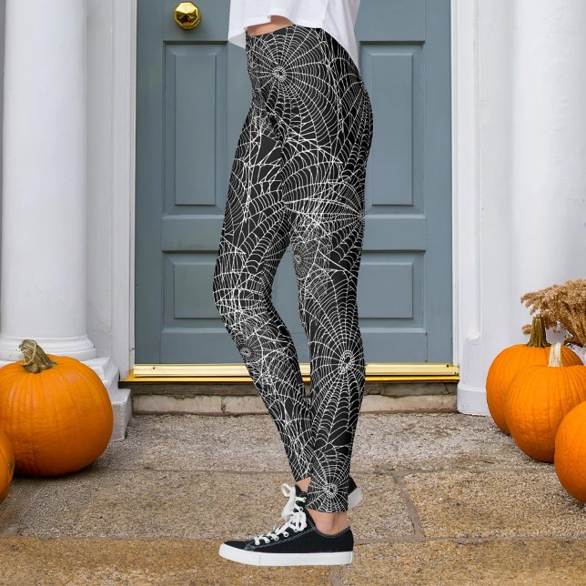 Leggings Toile d'araignée noire et blanche Halloween (Créateur téléchargé)