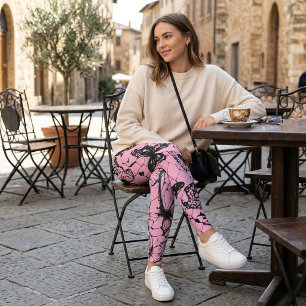 Leggings Toile d'araignée papillon gothique rose