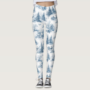 Leggings Toile de Jouy hivernale vintage - Noël classique