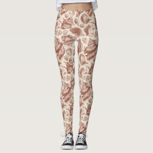 Leggings Toile de style vintage côtier aux tons terreux cha