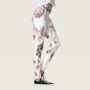 Leggings Toile florale Vintage rose pâle no 2