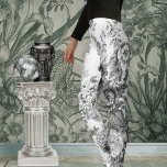 Leggings Toile Vintage de couleur noire<br><div class="desc">Légumineuses vintages en noir et blanc dans un motif grand format avec chaîne en tissu d'origine et arrière - plan tissé.</div>