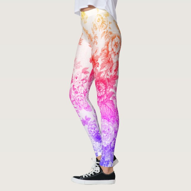 Leggings Toile Vintage rose violet rose (Gauche)