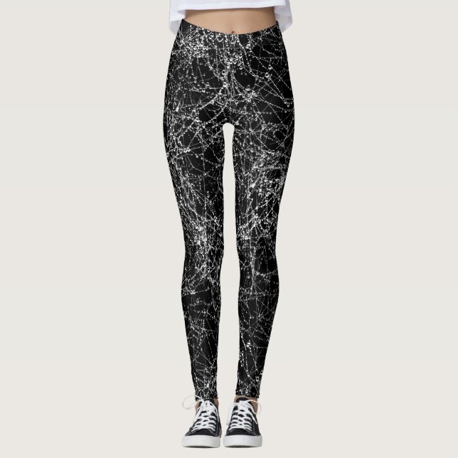 Leggings Toiles d'araignée noires et argentées Costume chic (Devant)
