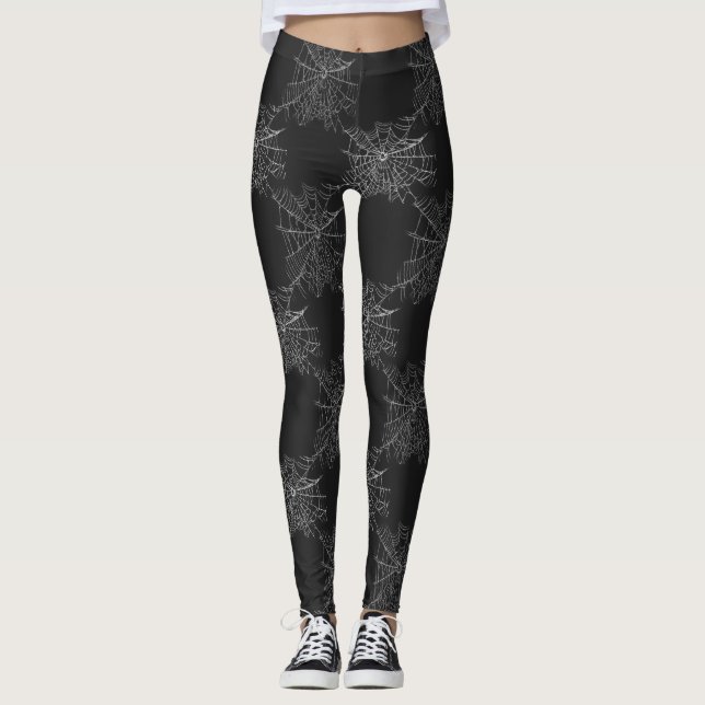Leggings Toiles d'araignées éffrayantes sur Arrière - plan  (Devant)