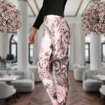 Leggings Tonalité rose vif Vintage Floral Grand Motif<br><div class="desc">Un motif surdimensionné de fleurs vintages rose vif,  numérisées et colorées.</div>